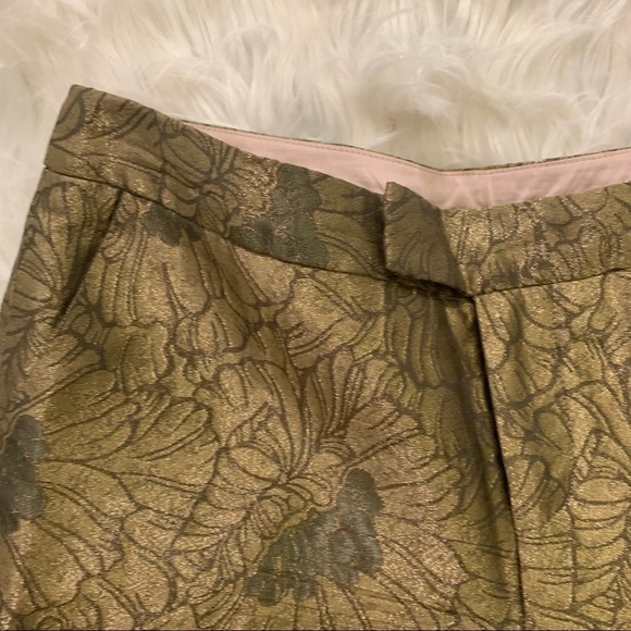 Elevenses Anthropologie Gilded Jacquard Crop Pants Gold - Picture 7 of 9